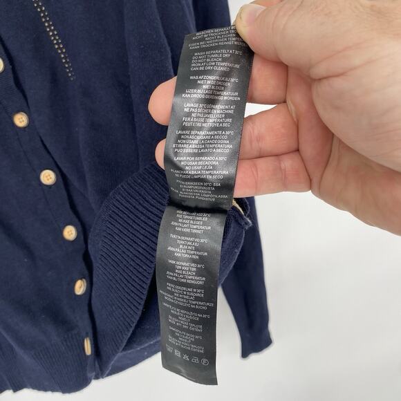 Royal Monk Banned Apparel Navy Yellow Jaquard Cardigan Sweater women's Size M - Picture 5 of 9